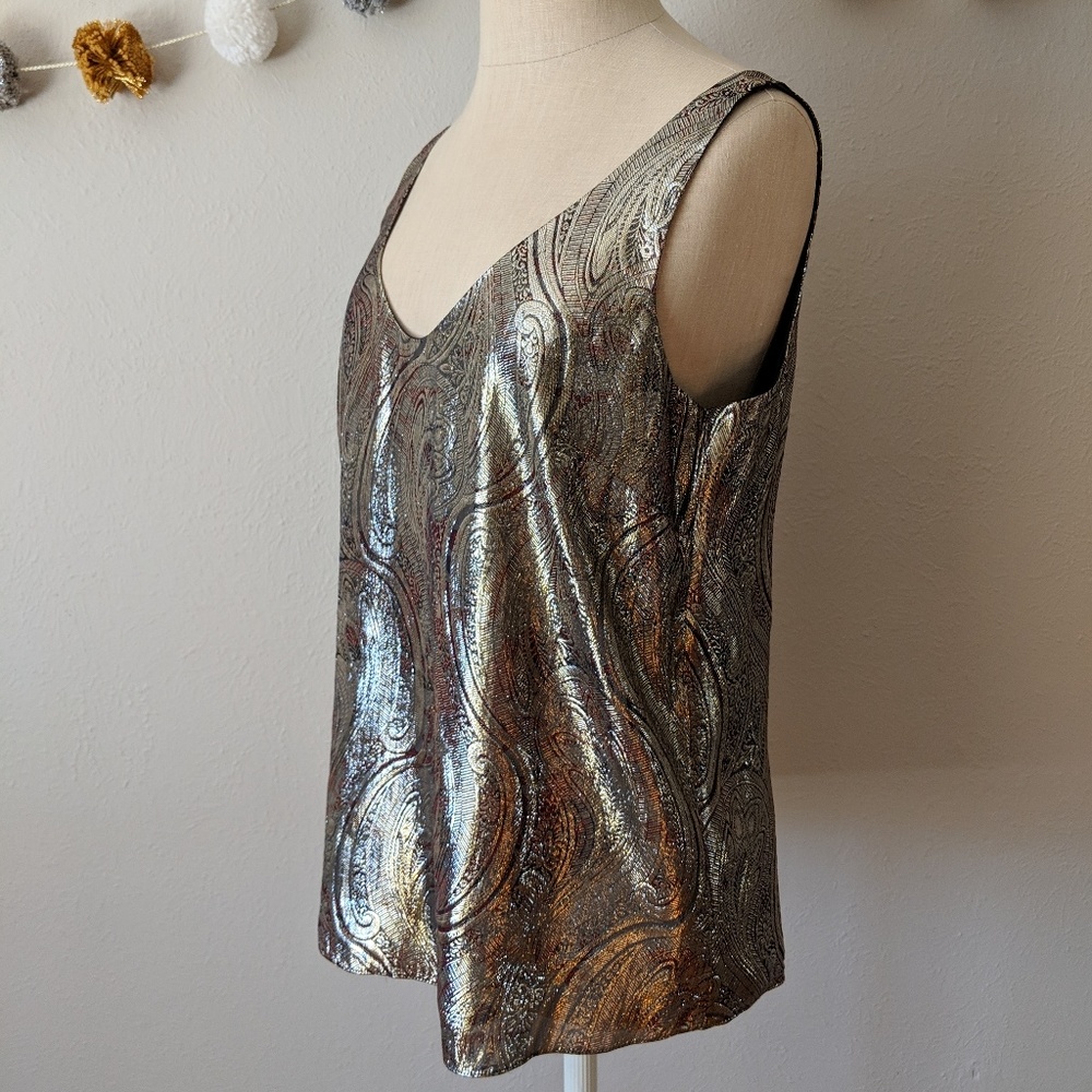 J Crew Paisley Silk/Metallic Tank